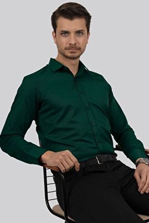 Etikmen Buz Mavi Kare Düğmeli Slimfit Erkek Gömlek görsel 3