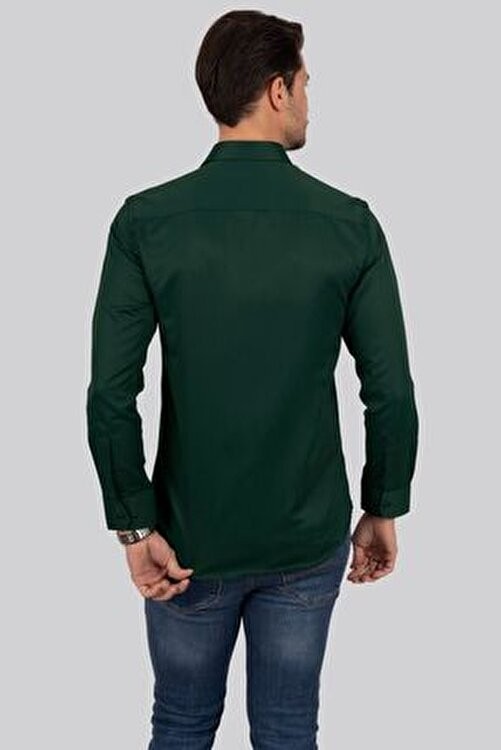 Etikmen Buz Mavi Kare Düğmeli Slimfit Erkek Gömlek görsel 7