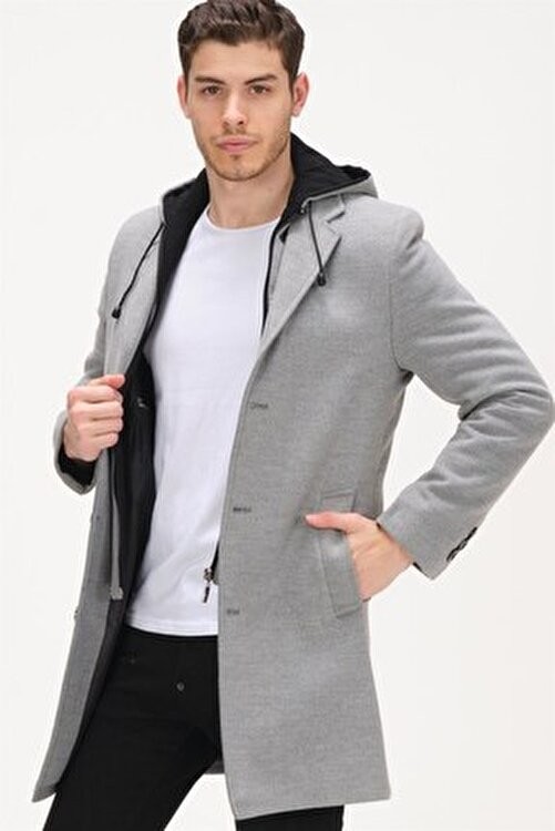 Dewberry PLT8376 Erkek Palto-Gri görsel 7