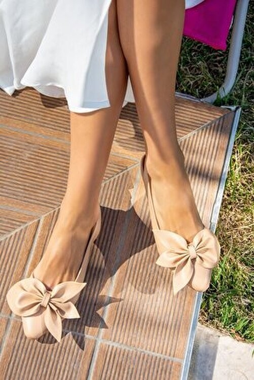 Fox Shoes Ten Kadın Babet Suni Deri Düz Topuk Günlük Kullanım İçin Bej Renk H726809009