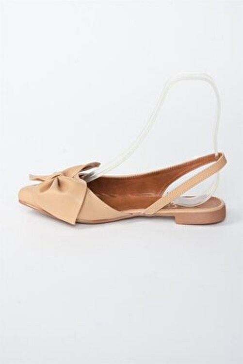 Fox Shoes Ten Kadın Babet Suni Deri Düz Topuk Günlük Kullanım İçin Bej Renk H726809009 görsel 8