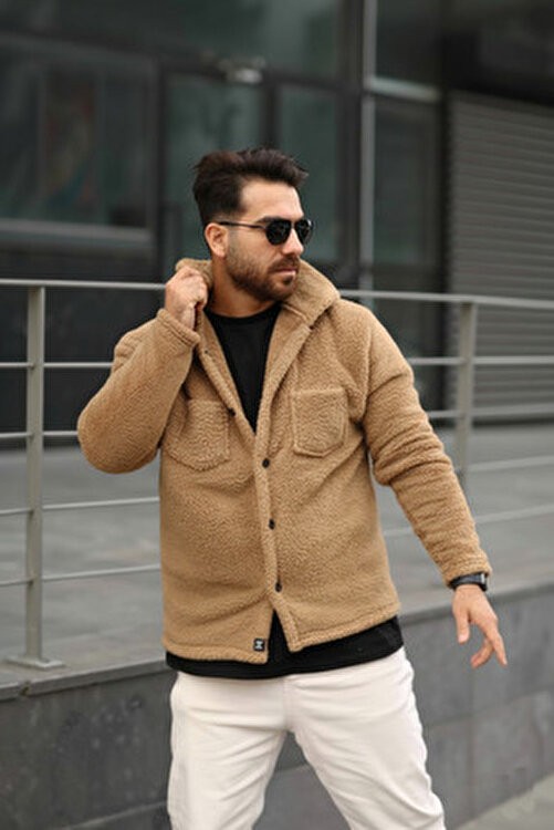 SR Tekstil Unisex Pelüş Ceket Normal Kalıp Cep Detaylı Kış Sezonu İçin Rahat Tasarım