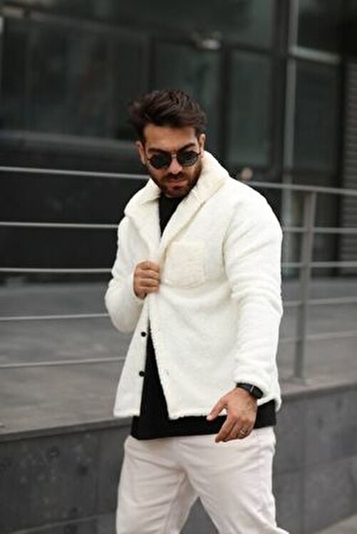 SR Tekstil Unisex Pelüş Ceket Normal Kalıp Cep Detaylı Kış Sezonu İçin Rahat Tasarım