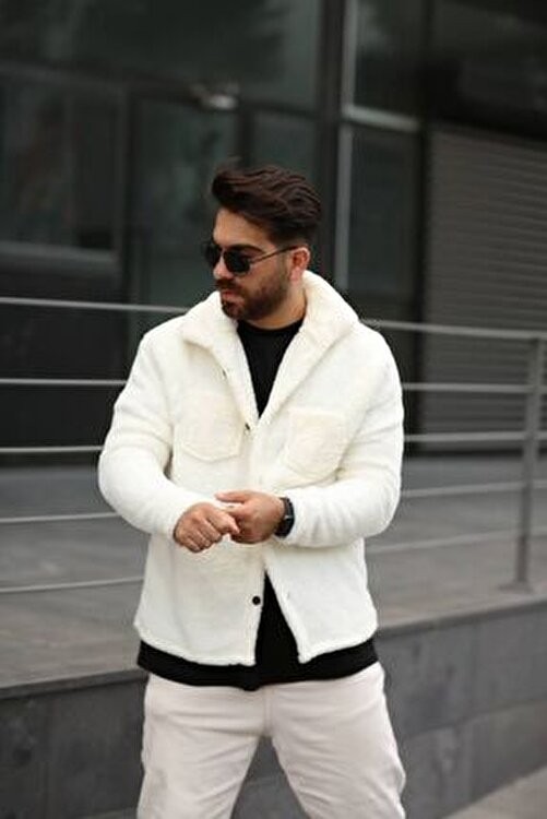 SR Tekstil Unisex Pelüş Ceket Normal Kalıp Cep Detaylı Kış Sezonu İçin Rahat Tasarım görsel 8
