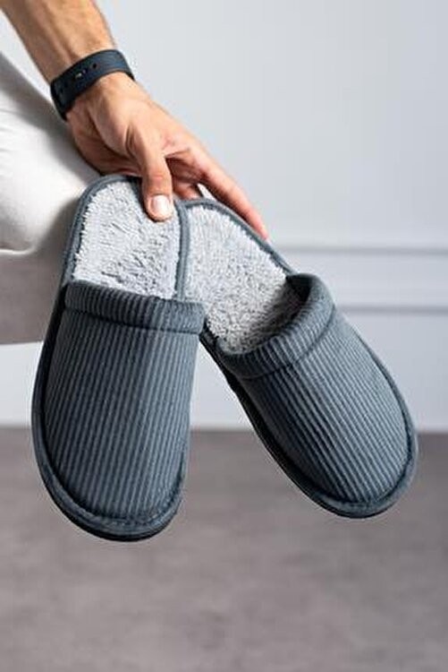 ModaFrato Fitilli Düz Unisex Ev Terliği Kışlık Kadın Erkek Terlik