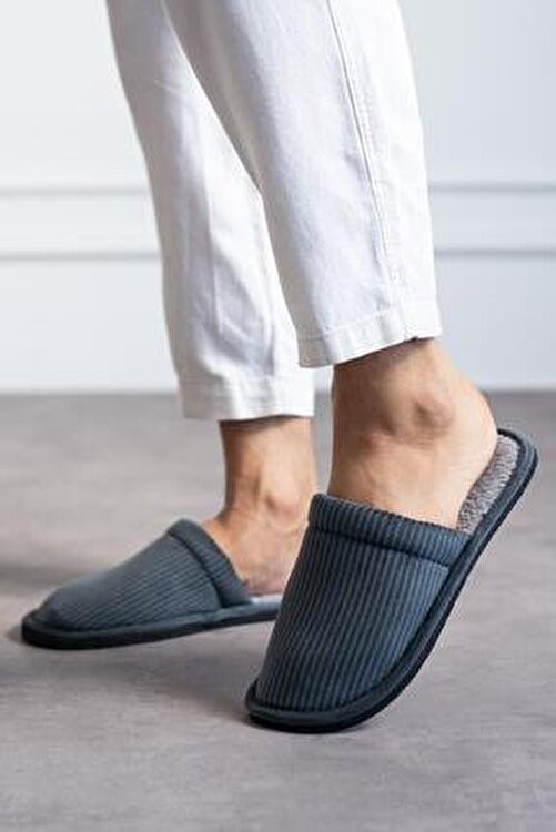 ModaFrato Fitilli Düz Unisex Ev Terliği Kışlık Kadın Erkek Terlik görsel 2