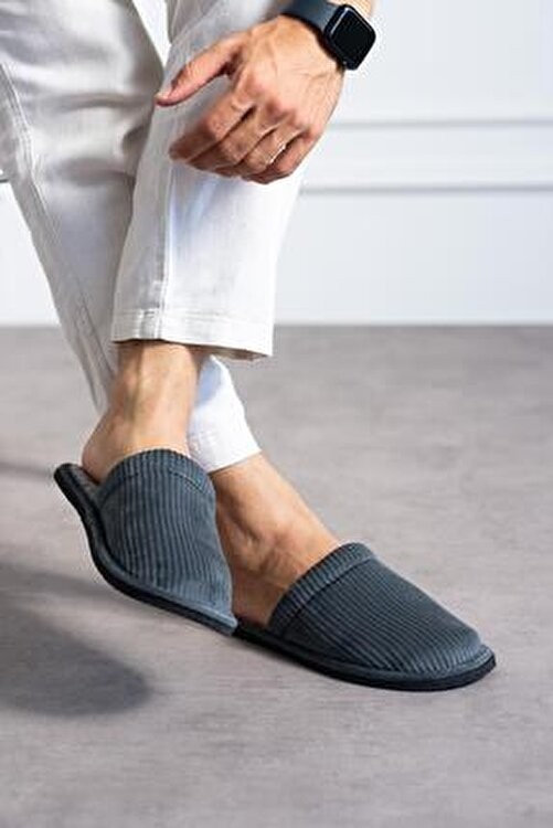 ModaFrato Fitilli Düz Unisex Ev Terliği Kışlık Kadın Erkek Terlik görsel 3