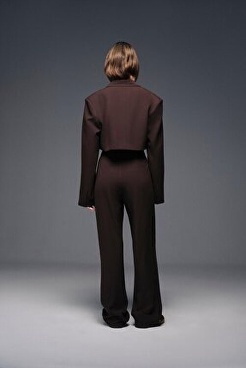 Vatkalı crop blazer ceket görsel 5