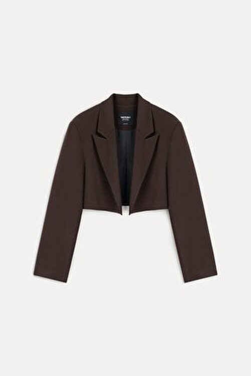Vatkalı crop blazer ceket görsel 6