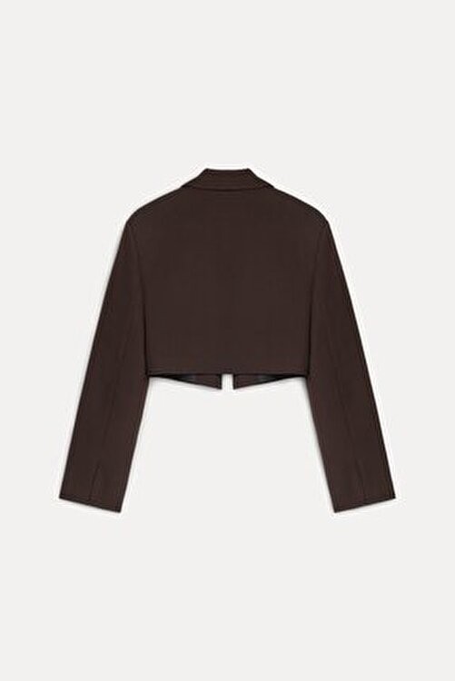 Vatkalı crop blazer ceket görsel 8