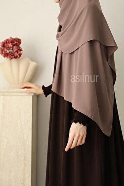 Asilnur Elif Büyük Boy Siyah Şal 70X220 cm Medine İpeği Yumuşak Dokulu Rahat Kullanım görsel 3