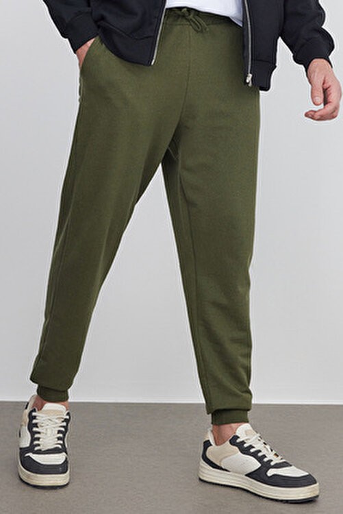 Tudors Erkek Regular Fit Klasik Kesim Beli Bağcıklı Jogger Cepli Lastikli Paça Siyah Eşofman Altı