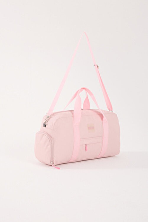 Roxbros Spor Çantası Pembe Polyester Karışımlı Ayakkabı Bölmeli Orta Boy Çanta görsel 2