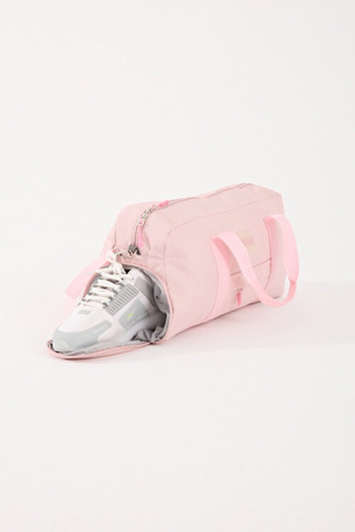 Roxbros Spor Çantası Pembe Polyester Karışımlı Ayakkabı Bölmeli Orta Boy Çanta görsel 4