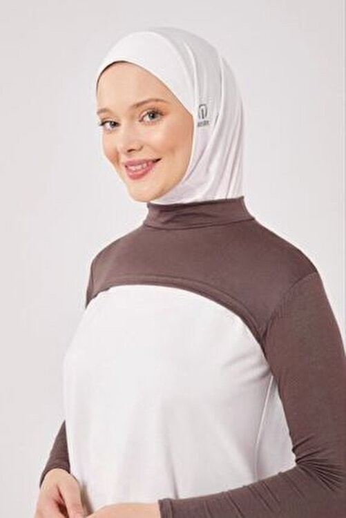 Melodi Scarf Kahverengi Balıkçı Yakalı Pamuklu Boyunluklu Kolluk Uzun Kol Düz Desenli Kadın