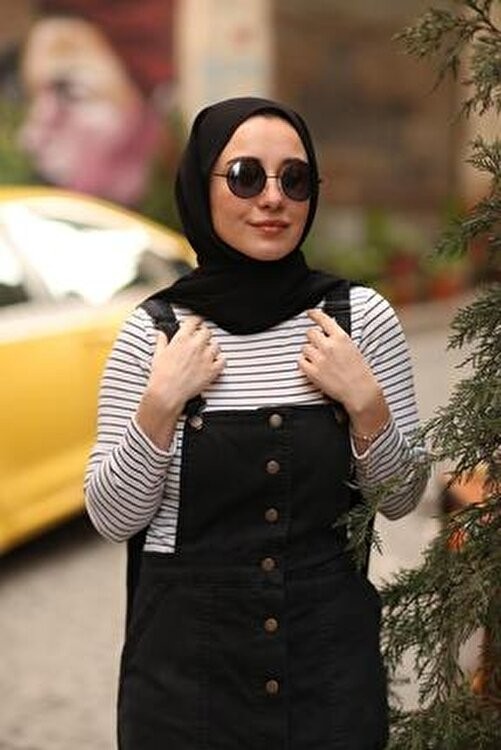 Harman Butik Kadın Kot Salopet Siyah Renkli Şık Tasarım ile Rahat Kullanım görsel 6
