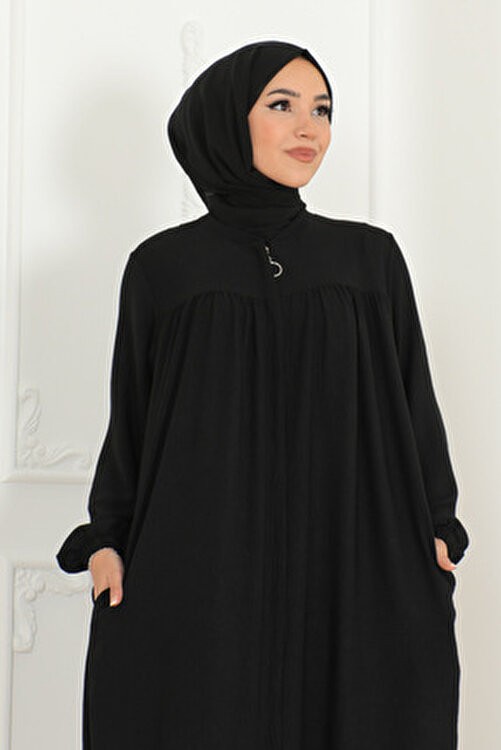 Oktayusta Collection Robalı Mevlana Kesim Günlük Siyah Ferace görsel 5