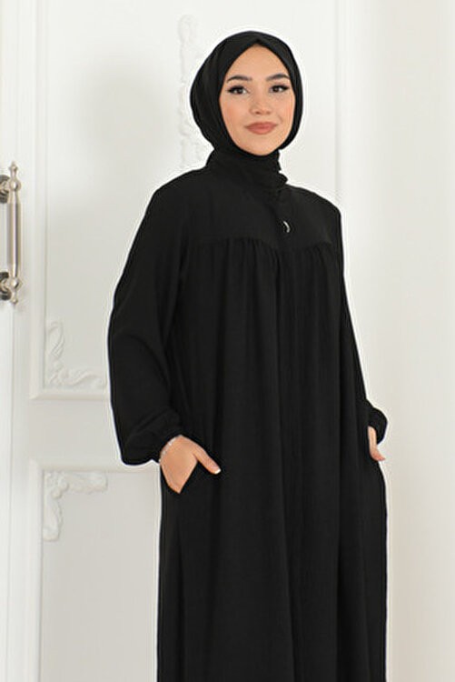Oktayusta Collection Robalı Mevlana Kesim Günlük Siyah Ferace görsel 7