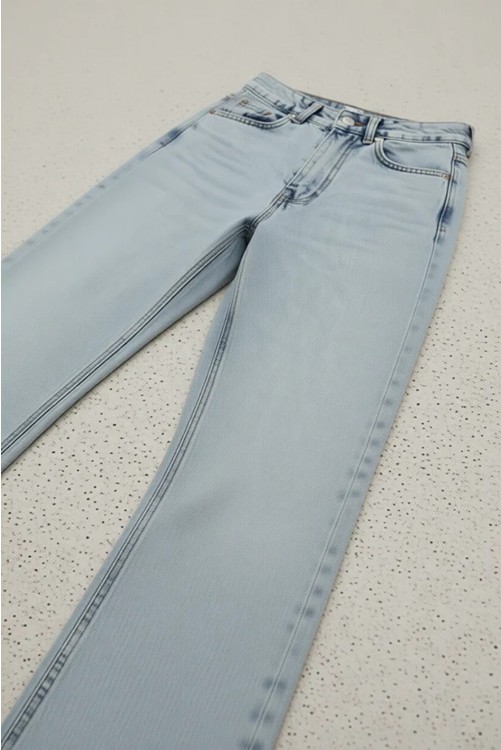 Livik Lily Likralı Kadın Füme Süper Yüksek Bel Salaş Paça Denim Kot Palazzo Pantolon görsel 6
