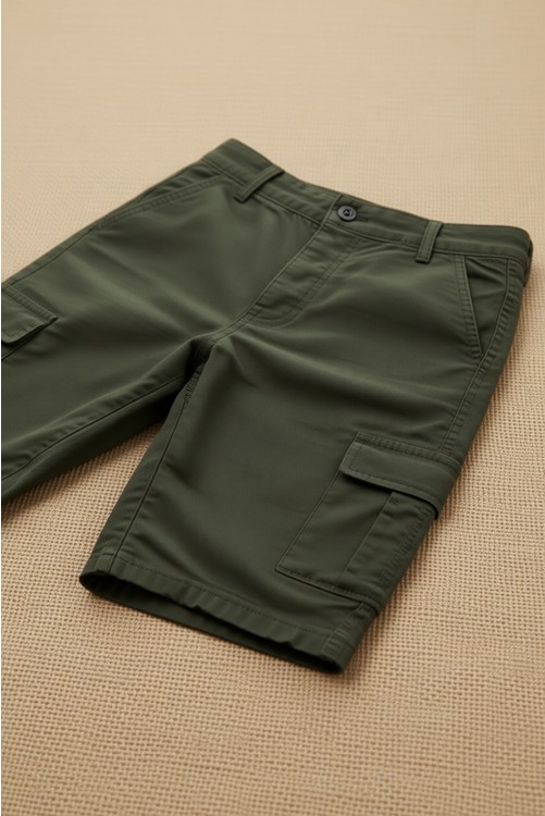 Tarz Cool Erkek Slim Fit Siyah Kargo Cep Likralı Şort Düz Desenli Yazlık Rahat Kesim görsel 6
