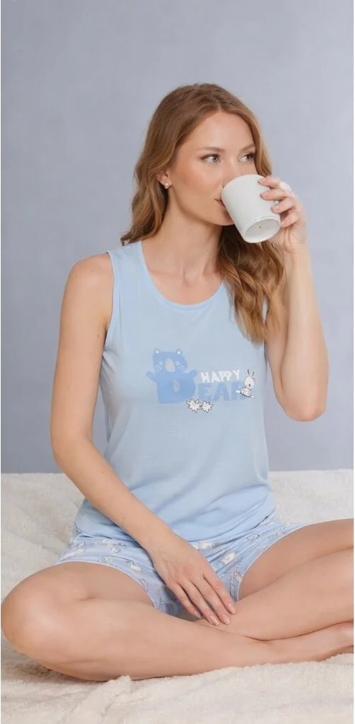 Dowry Askılı Şort Takım - Sevimli Desenli Yazlık Viskon Pijama DOWRY 06-67 görsel 2