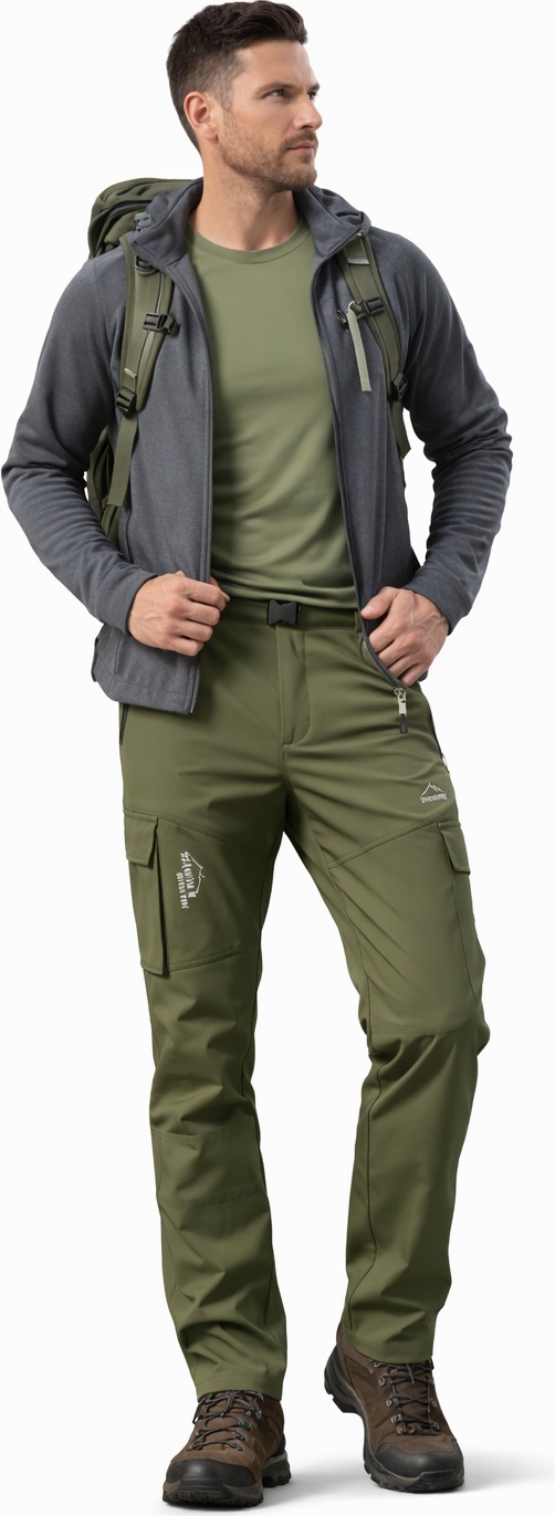 Sinwear Erkek Siyah Kışlık Içi Polar Su Itici Rüzgar Geçirmez Outdoor Softshell Pantolon