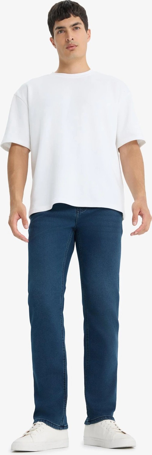 DeFacto Sıcak Tutan Sergio Regular Fit Normal Bel Boru Paça Pamuklu Sergio -Regular Fit Polarlı Sergio Jean Pantolon Y0369AZ25WN