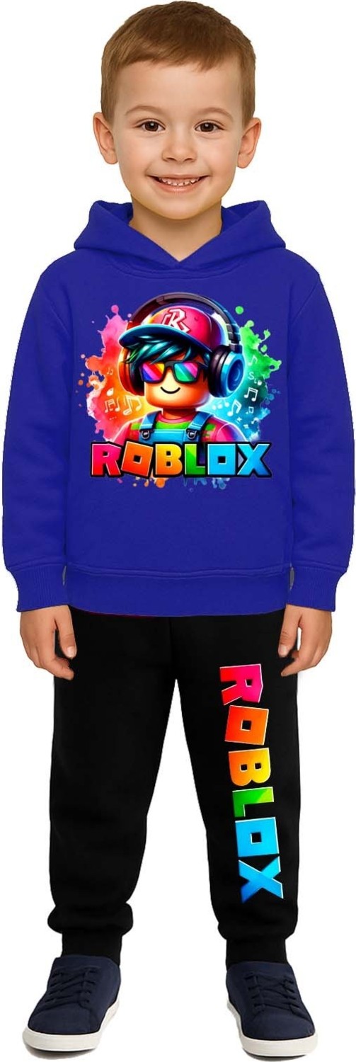 Sedirli Roblox Baskılı Çocuk Eşofman Takımı 3 Iplik Şardonlu Pamuklu Kumaş Kapüşonlu