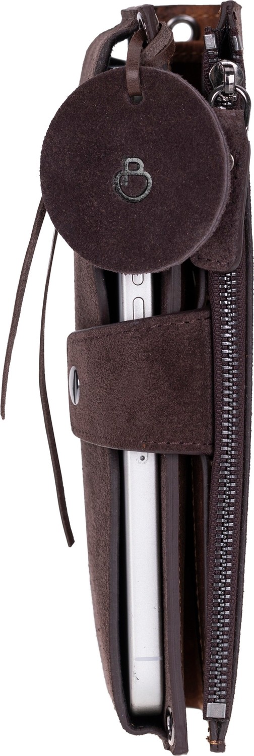 BloominBag Mocha Still Lozan Hakiki Süet Çapraz Askılı Telefon Bölmeli Cüzdan Çanta görsel 5