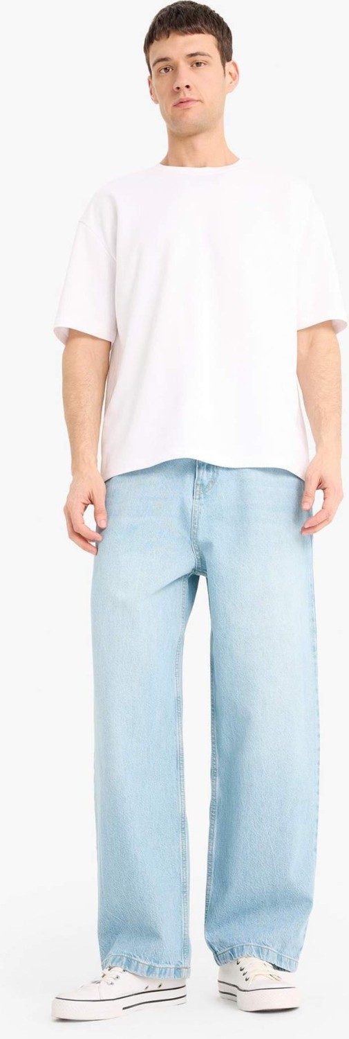 DeFacto %100 Pamuk Skater Fit Geniş Kalıp Yüksek Bel Geniş Paça Jean Pantolon F3925AX25SM