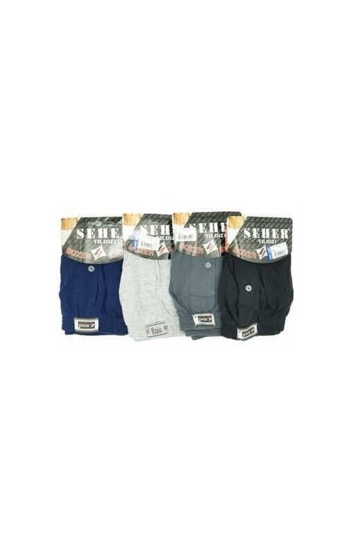 Seher Yıldızı 6 Lı Paket Seher Yıldızı Pamuklu Penye Düğmeli Erkek Boxer 0008 görsel 4