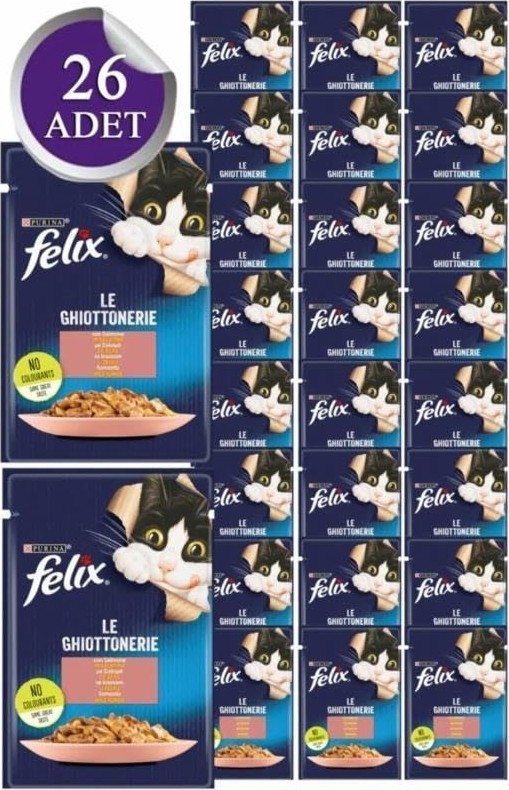 Die Grup Felix Somonlu Kedi Yaş Mama (26 x 85 Gr) görsel 3