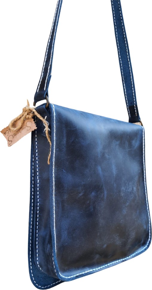 Semiramis Thor Model Hakiki Deri El Yapımı Unisex Tek Körüklü Vintage Postacı Çantası görsel 3