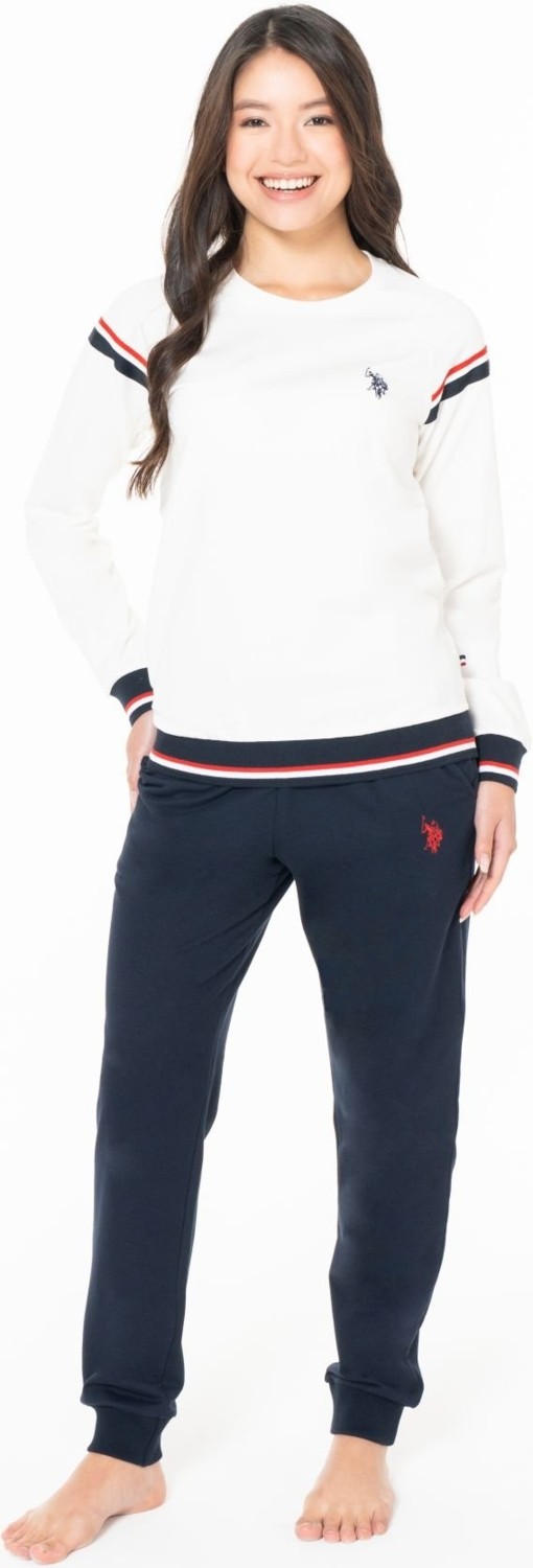 U.s Polo Assn. 20118 Kadın Uzun Kollu Bisiklet Yaka Paçası Bantlı Rahat Ev Giyim-Ekru