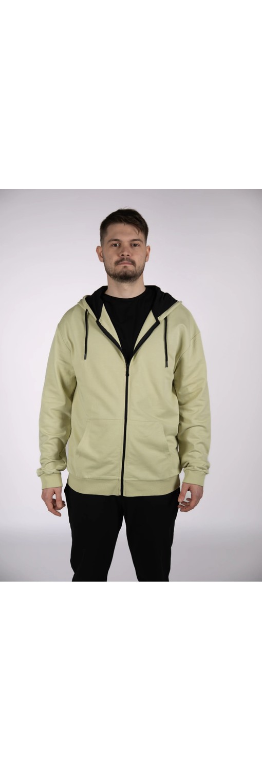 Defy's Arda Erkek %100 Pamuk 2 İplik Şardonsuz Oversize Kapüşonlu Fermuarlı Siyah Sweatshirt görsel 6