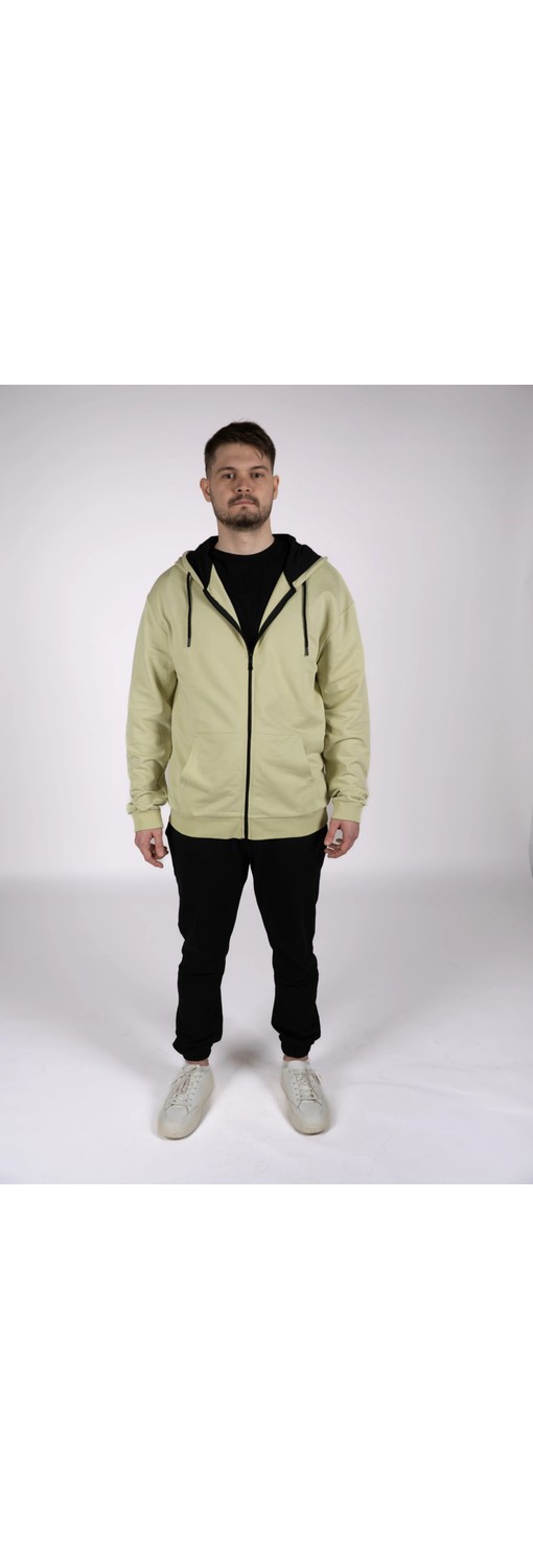 Defy's Arda Erkek %100 Pamuk 2 İplik Şardonsuz Oversize Kapüşonlu Fermuarlı Siyah Sweatshirt görsel 7