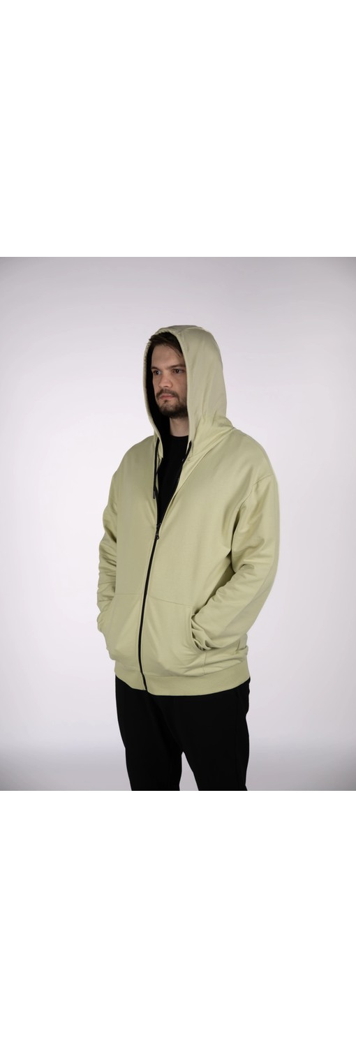 Defy's Arda Erkek %100 Pamuk 2 İplik Şardonsuz Oversize Kapüşonlu Fermuarlı Siyah Sweatshirt görsel 8
