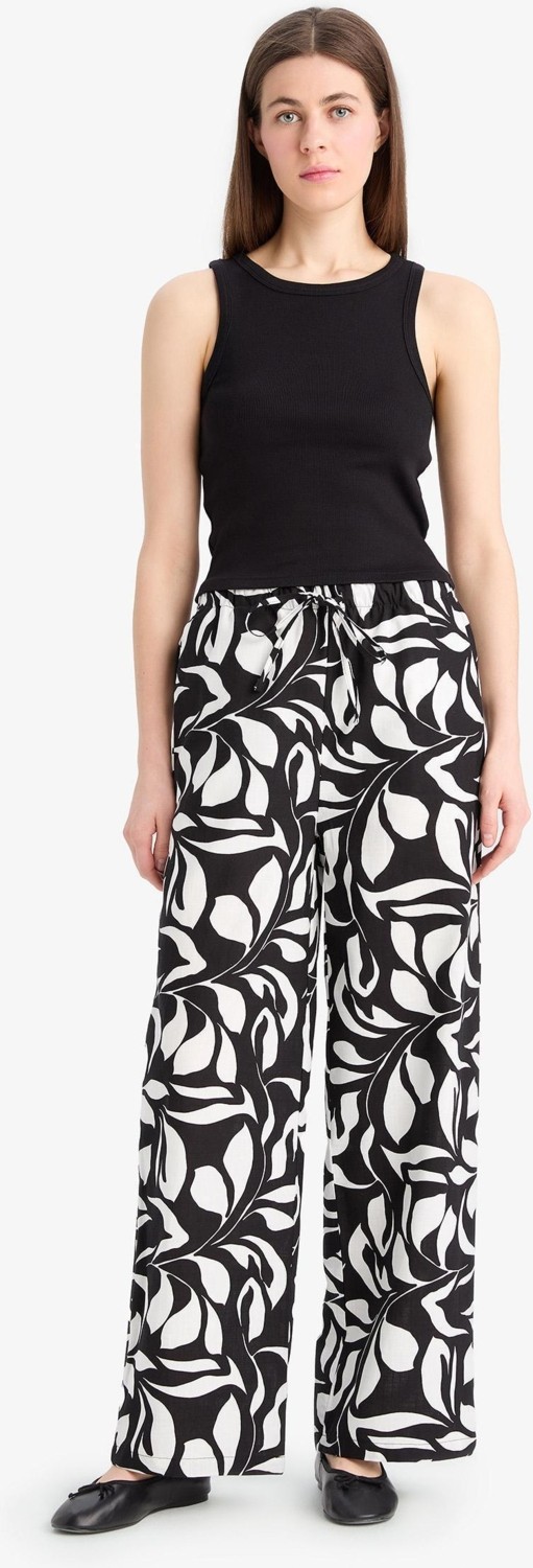 DeFacto %100 Pamuk Wide Leg Poplin Kumaş Palazzo Pantolon E9907AX25SM görsel 2