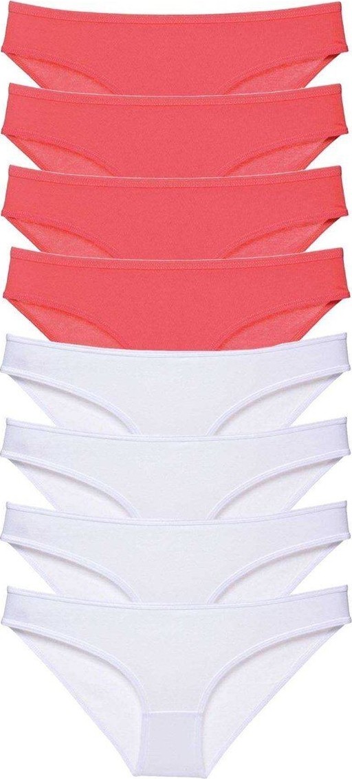 Kuzgun Ticaret 8 Adet Eko Set Likralı Kadın Slip Külot Fuşya Beyaz