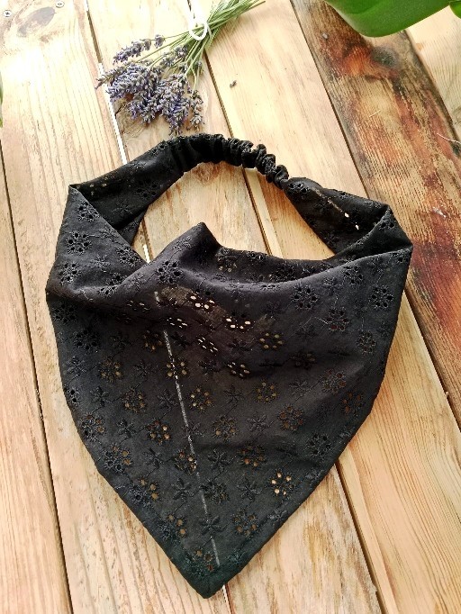 Mufin Collection Siya Brode Fisto Lastikli Bandana | Doğal Pamuk Saç Bandı