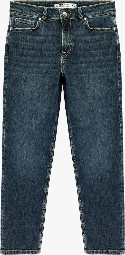 Koton Straight Fit Mavi Kadın Jean Pantolon 6SAL40060MD görsel 3