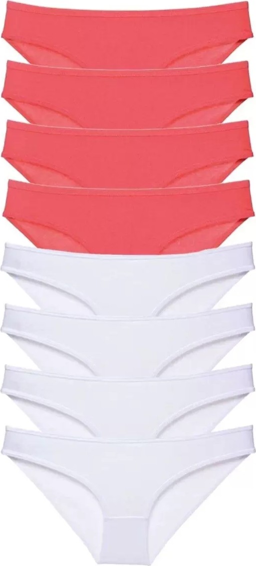 Royaleks 8 Adet Eko Set Likralı Kadın Slip Külot Fuşya Beyaz