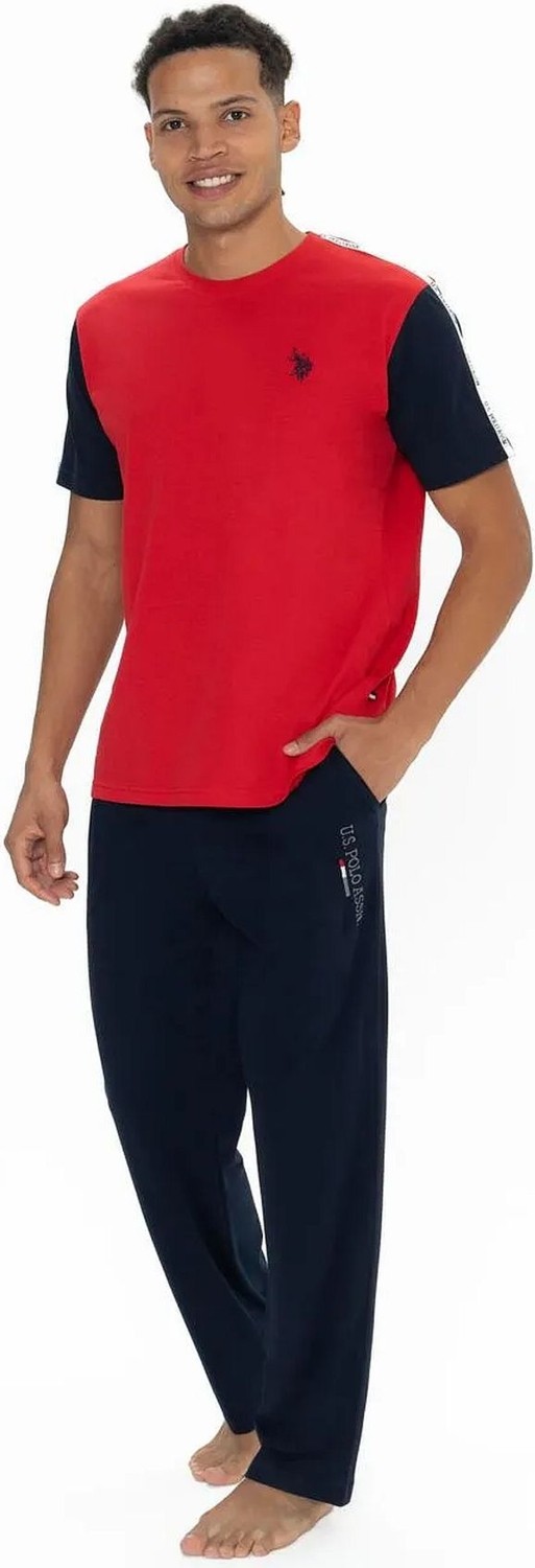 U.S. Polo Assn. 18898 Erkek Kısa Kollu Bisiklet Yaka Pijama Takımı-Antrasitmelanj görsel 5