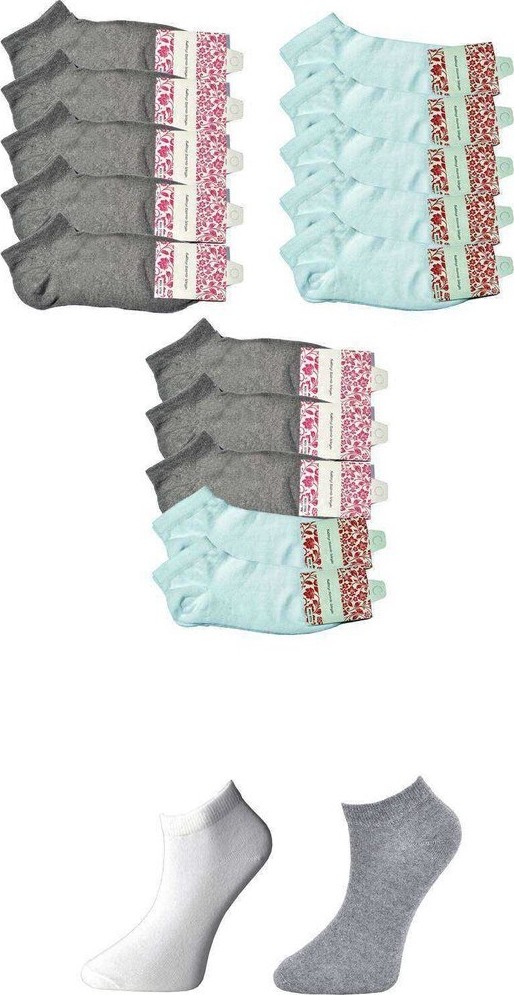 Royaleks Gri ve Beyaz Kadın Bilek Çorap 15 Çift