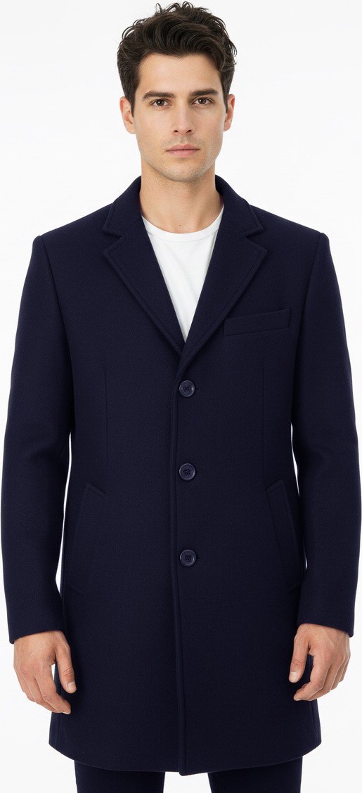 Süvari Slim Fit Sivri Yaka Erkek Koyun Yünlü Kaban