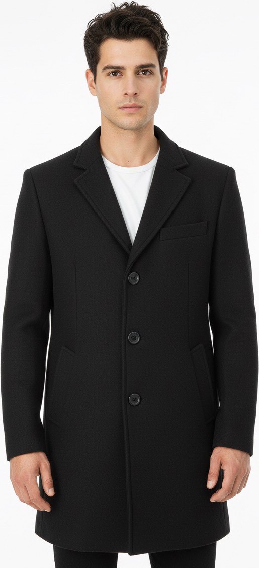Süvari Slim Fit Sivri Yaka Erkek Koyun Yünlü Kaban