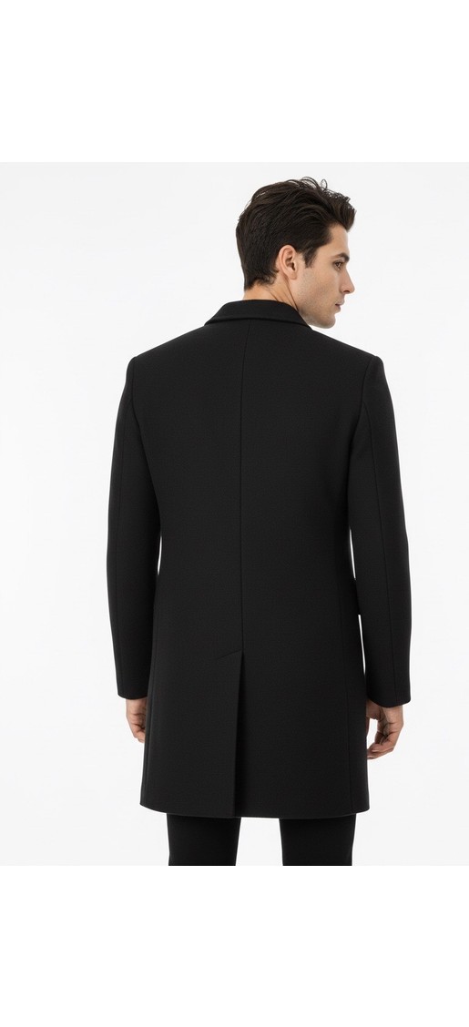 Süvari Slim Fit Sivri Yaka Erkek Koyun Yünlü Kaban görsel 6