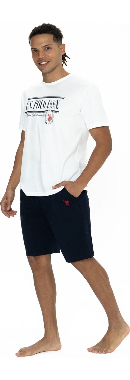 U.S. Polo Assn. 18874 Erkek Kısa Kollu Bisiklet Yaka Şortlu Pijama Takımı-Karmelanj görsel 6