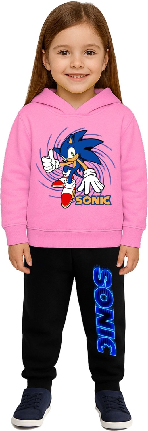 Sedirli Sonic Baskılı Çocuk Eşofman Takımı 3 Iplik Şardonlu Pamuklu Kumaş Kapüşonlu