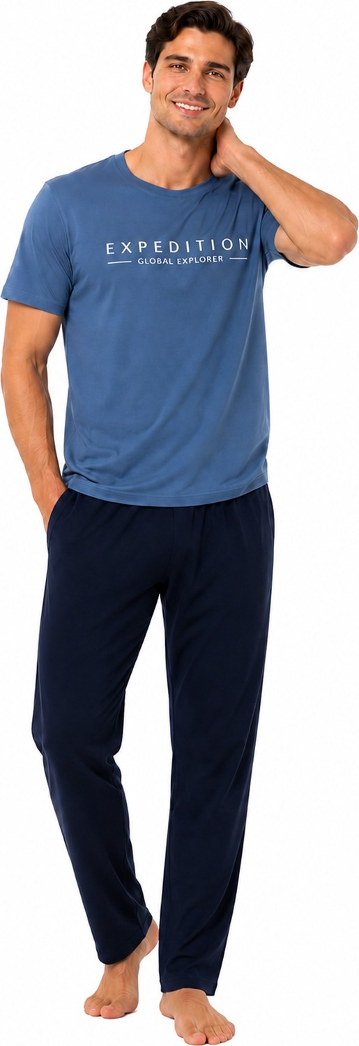 Özkan Underwear Özkan 1000-12-13-14 Erkek %100 Pamuklu Bisiklet Yaka Kısa Kollu Cepli Pijama Takımı